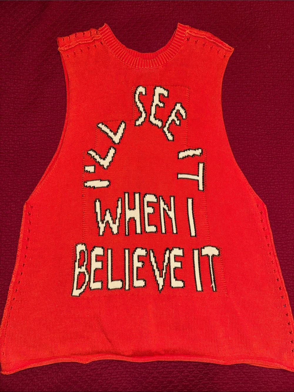 Wildfox Orange Graphic Knit Tank Top